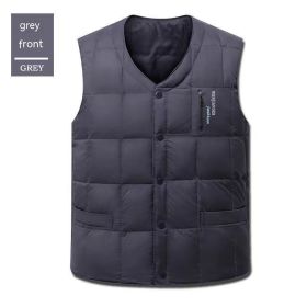 Men's Down Vest Plus-sized Duck Down Vest Warm Autumn And Winter (Option: Dark Gray Down-XXL)