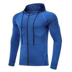 Men's Long-sleeved Stretch Tight Fitness Training Suit (Option: Blue-S)