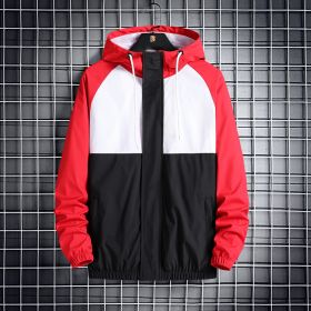 Fashionable Hooded Solid Color Coat Casual Jacket (Option: Red-3XL)