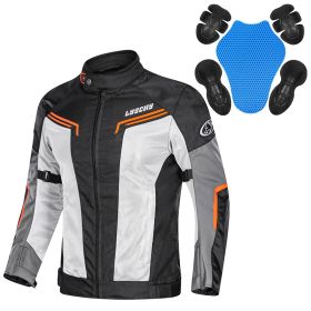 Motorcycle Mesh Summer Jacket Pants Men Women (Option: Blackorange-XL)