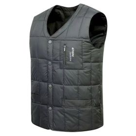 Men's Down Vest Plus-sized Duck Down Vest Warm Autumn And Winter (Option: Army Green-L)