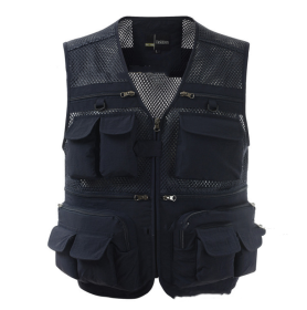 Multi-pocket Men's Professional Photography Vest (Option: Navy Blue-2XL)